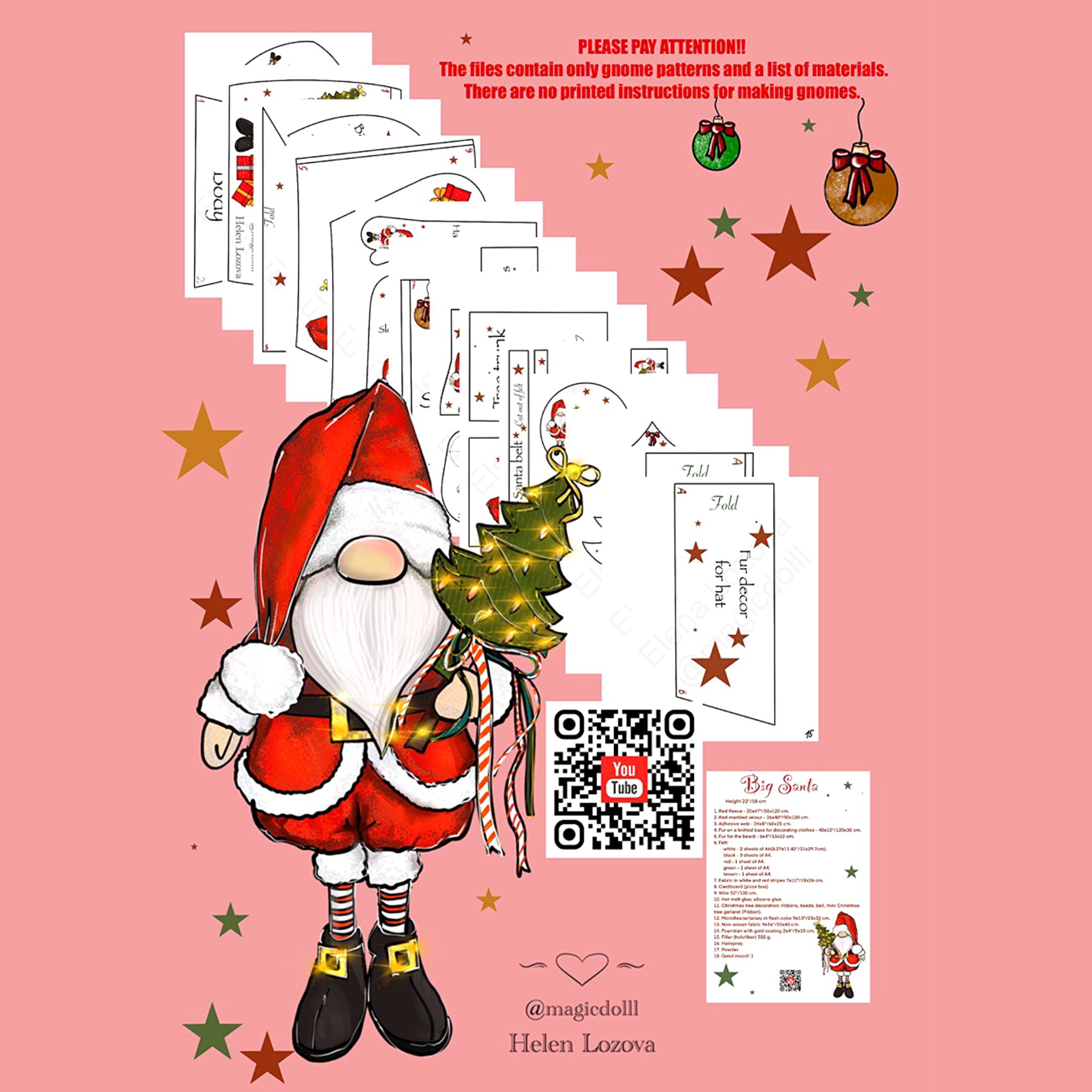 pattern pdf scandinavian gnome Big Santa - Image 10