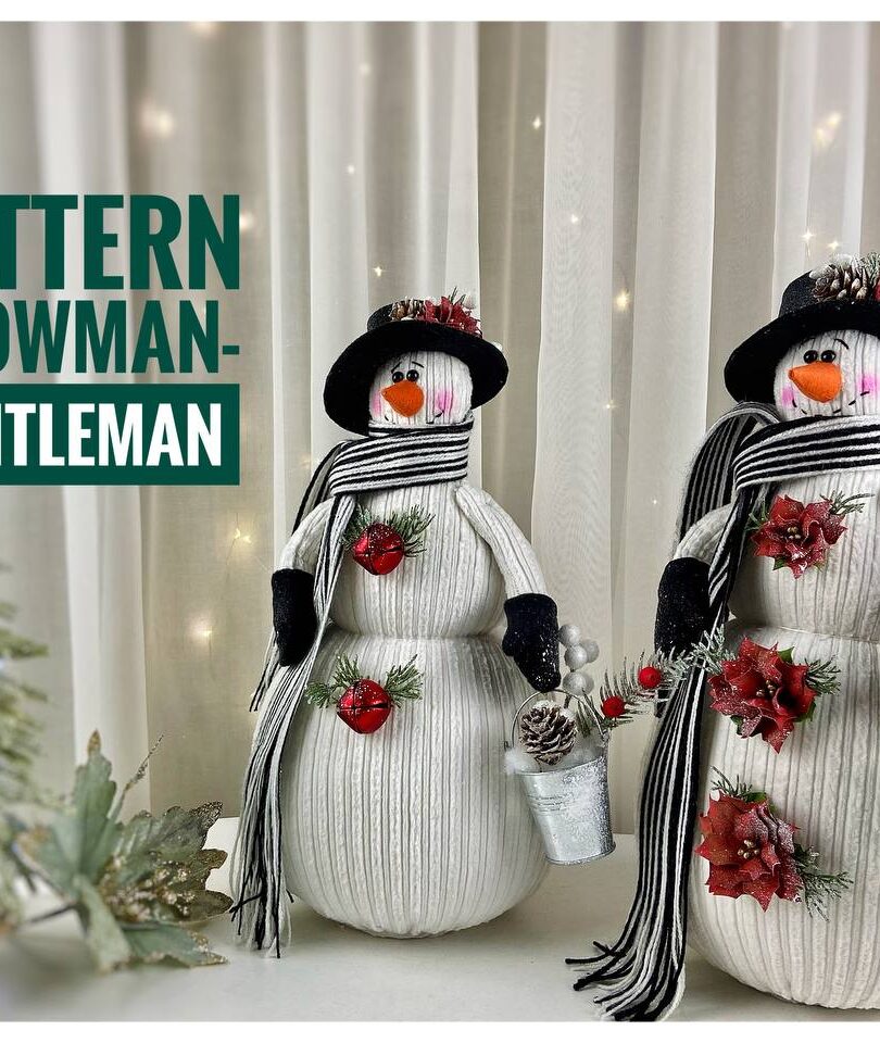 pattern pdf snowman gentleman in hat Christmas New Year