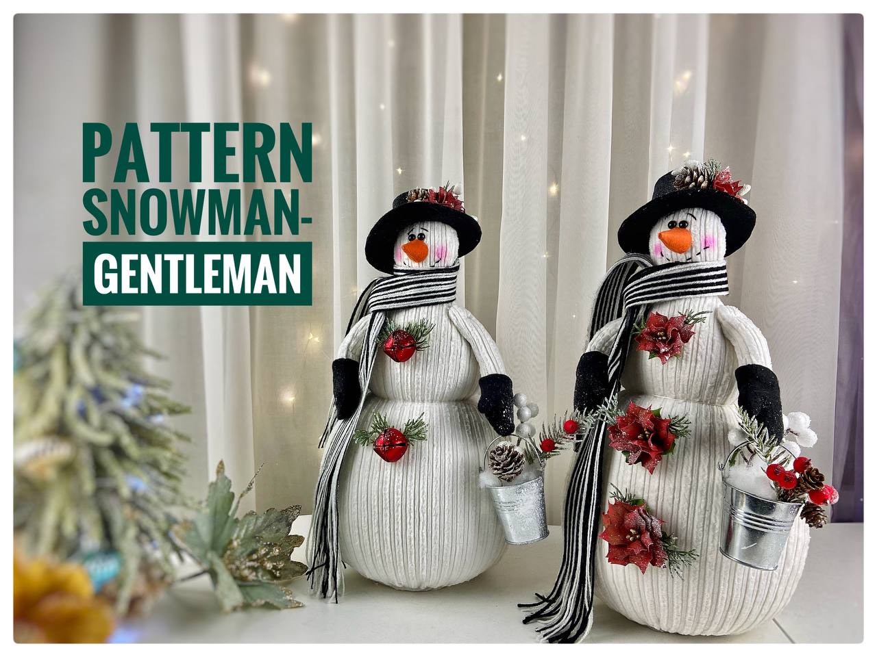 pattern pdf snowman gentleman in hat Christmas New Year