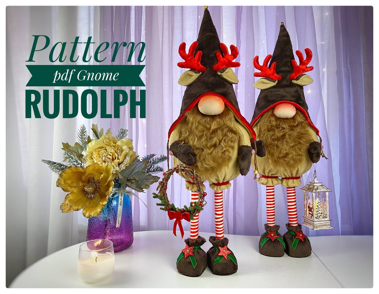 pattern pdf gnome Santa's Clause indeer Rudolph