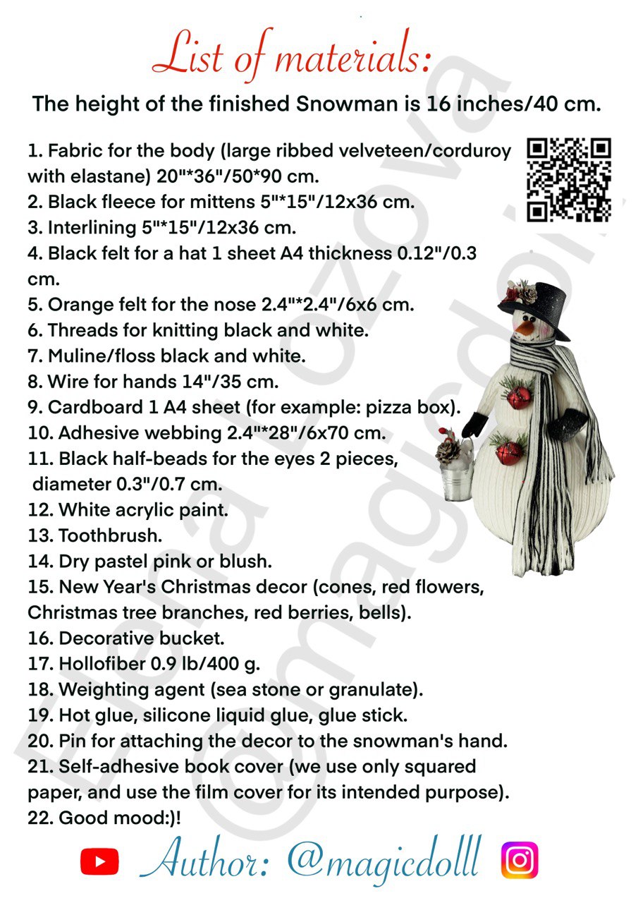 pattern pdf snowman gentleman in hat Christmas New Year - Image 10