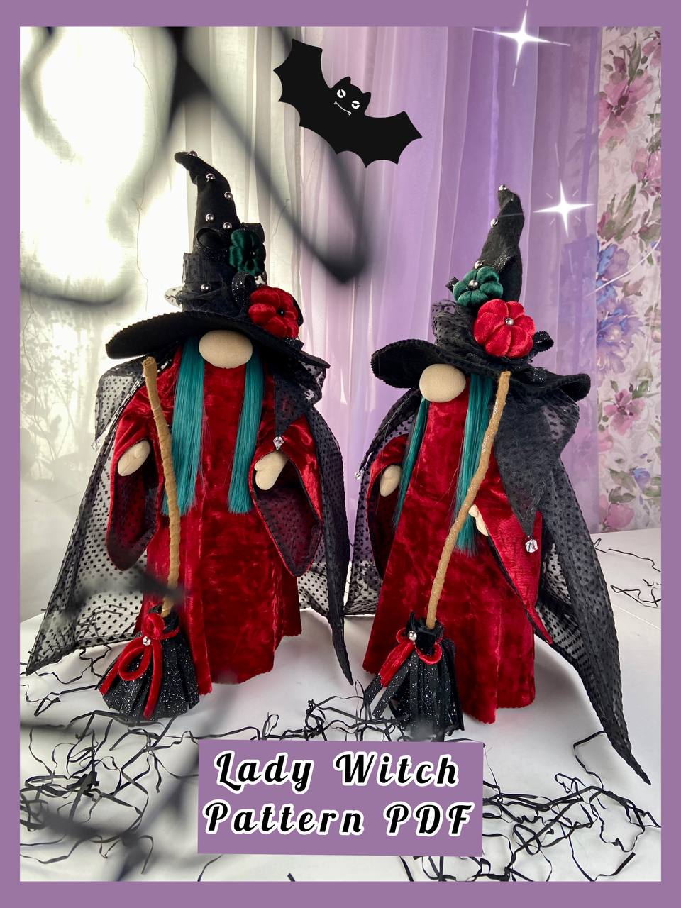 pattern pdf scandinavian gnome lady witch for Halloween - Image 10