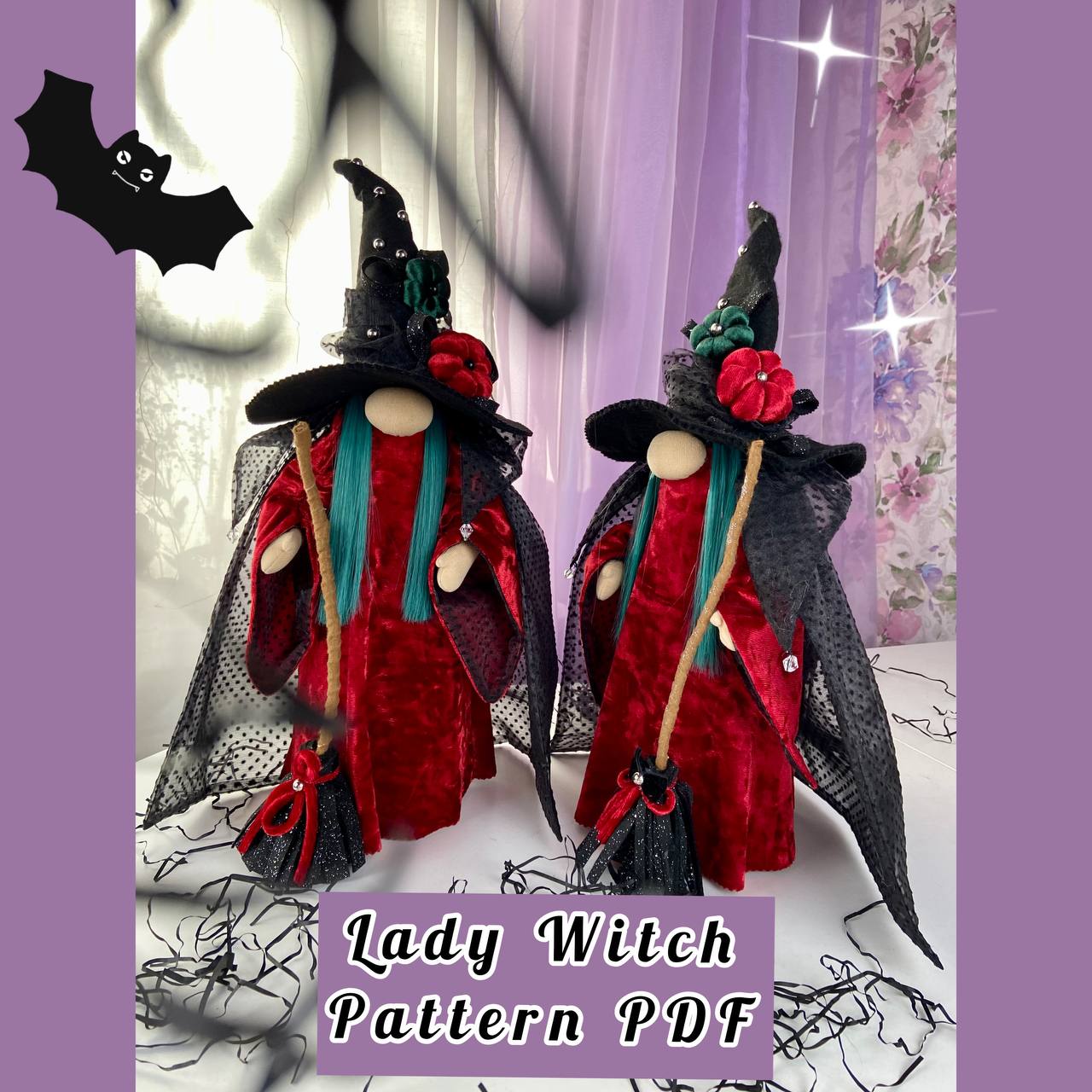 pattern pdf scandinavian gnome lady witch for Halloween - Image 11