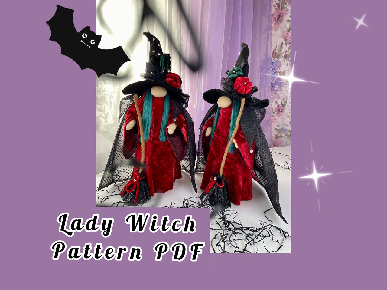 pattern pdf scandinavian gnome lady witch for Halloween - Image 12