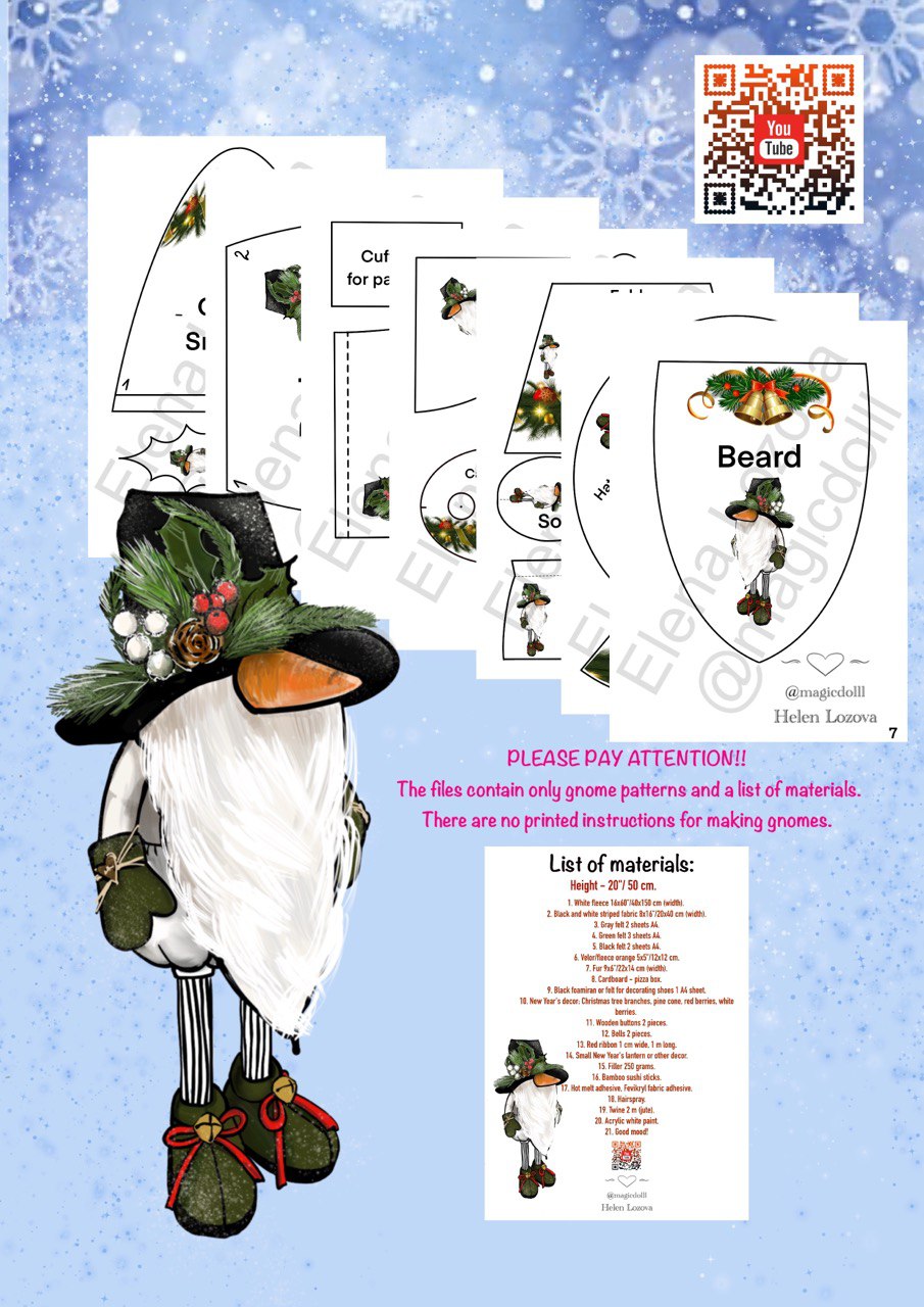 pattern pdf scandinavian gnome snowman Christmas - Image 10