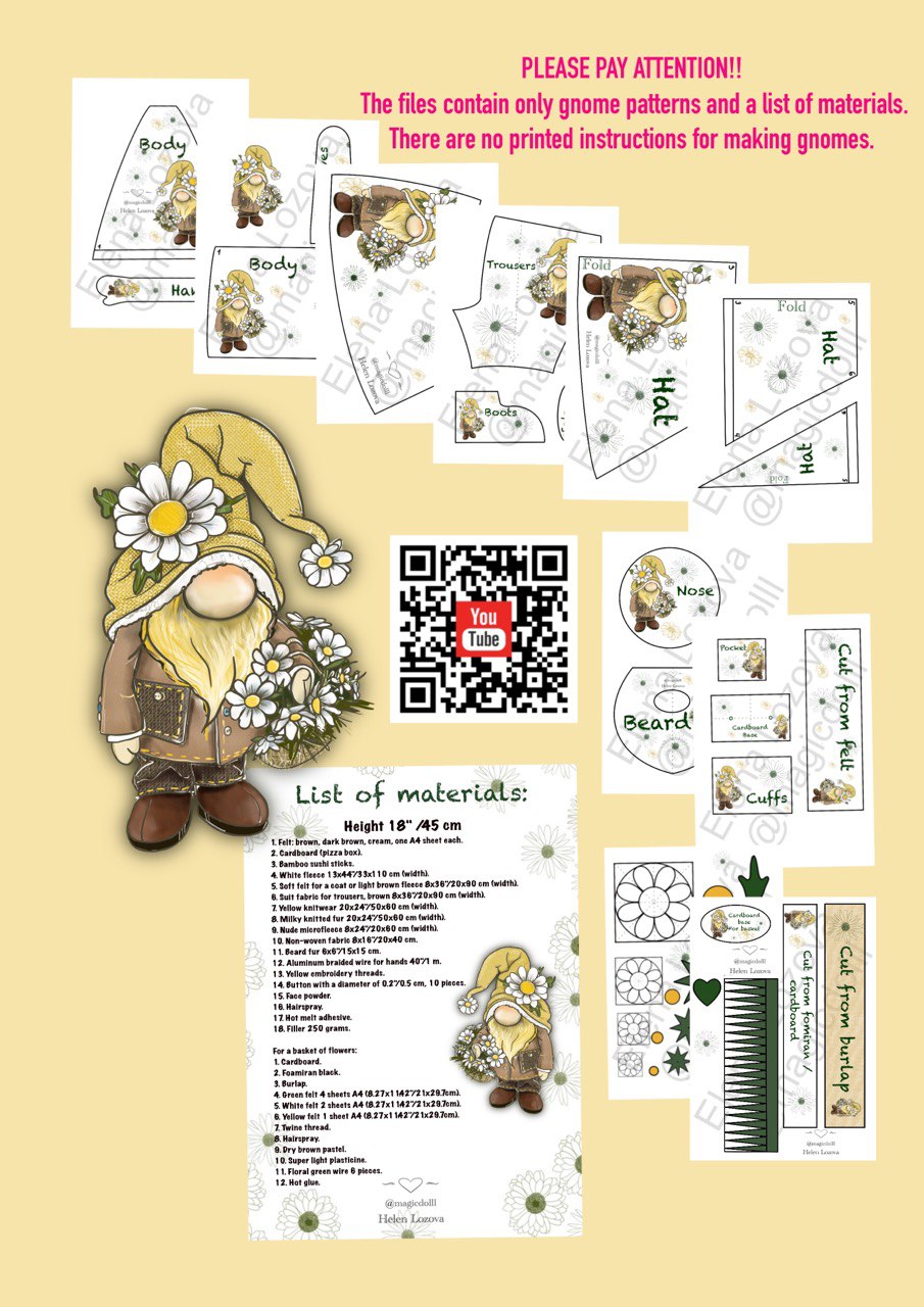 pattern pdf for scandinavian gnome daisy gnome chamomile flower gnome - Image 11