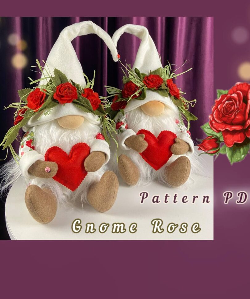 pattern pdf for scandinavian gnome rose flower gnome