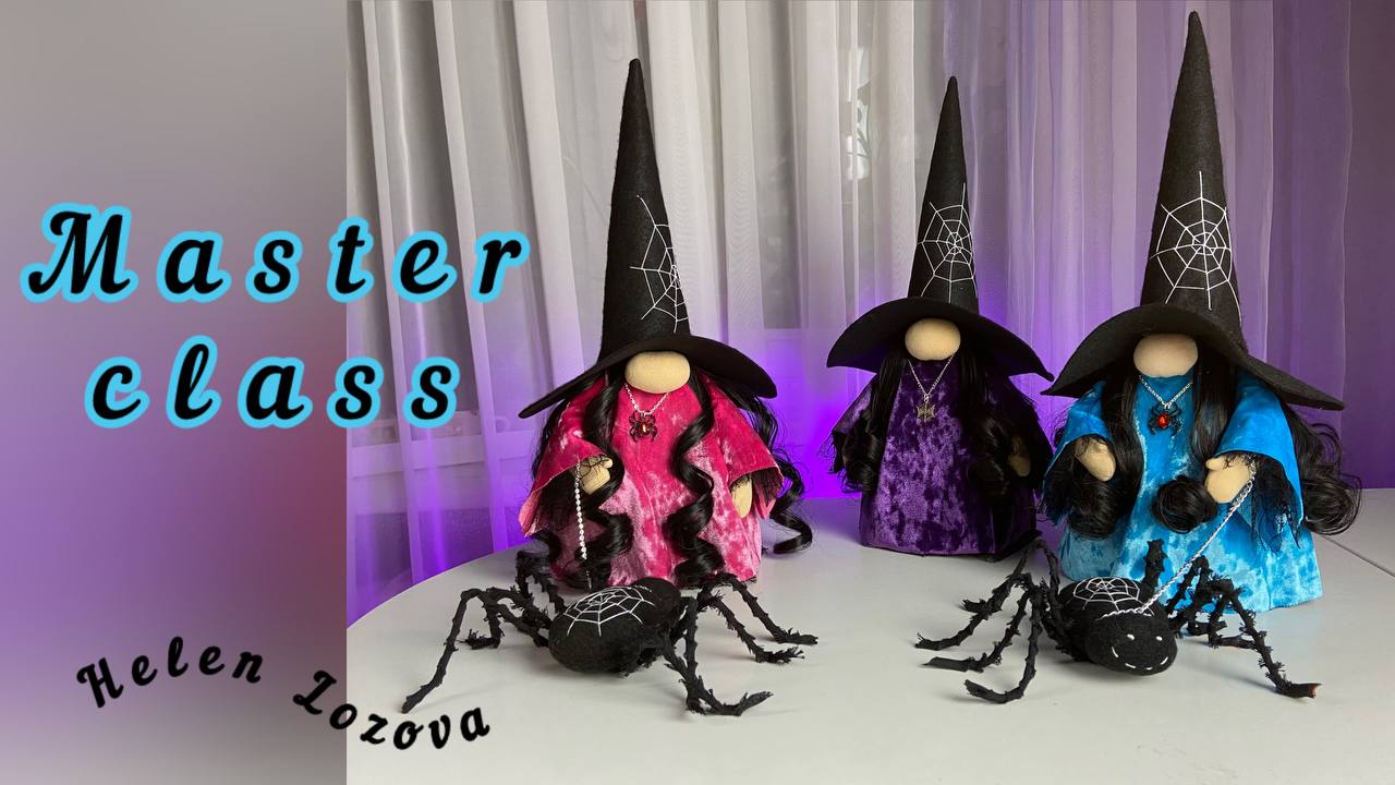 pattern pdf scandinavian gnome witch with spider for Halloween - Image 2