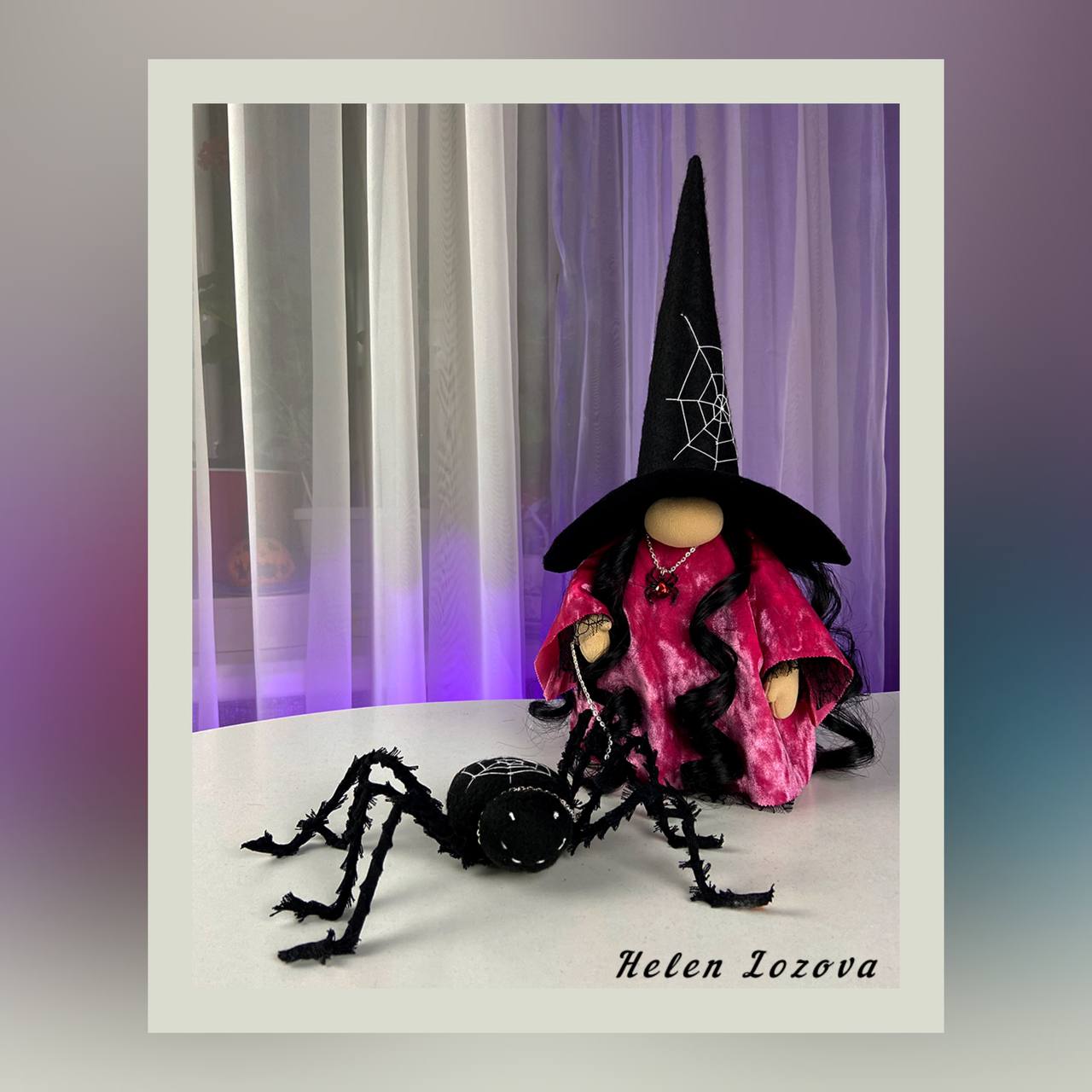 pattern pdf scandinavian gnome witch with spider for Halloween - Image 3