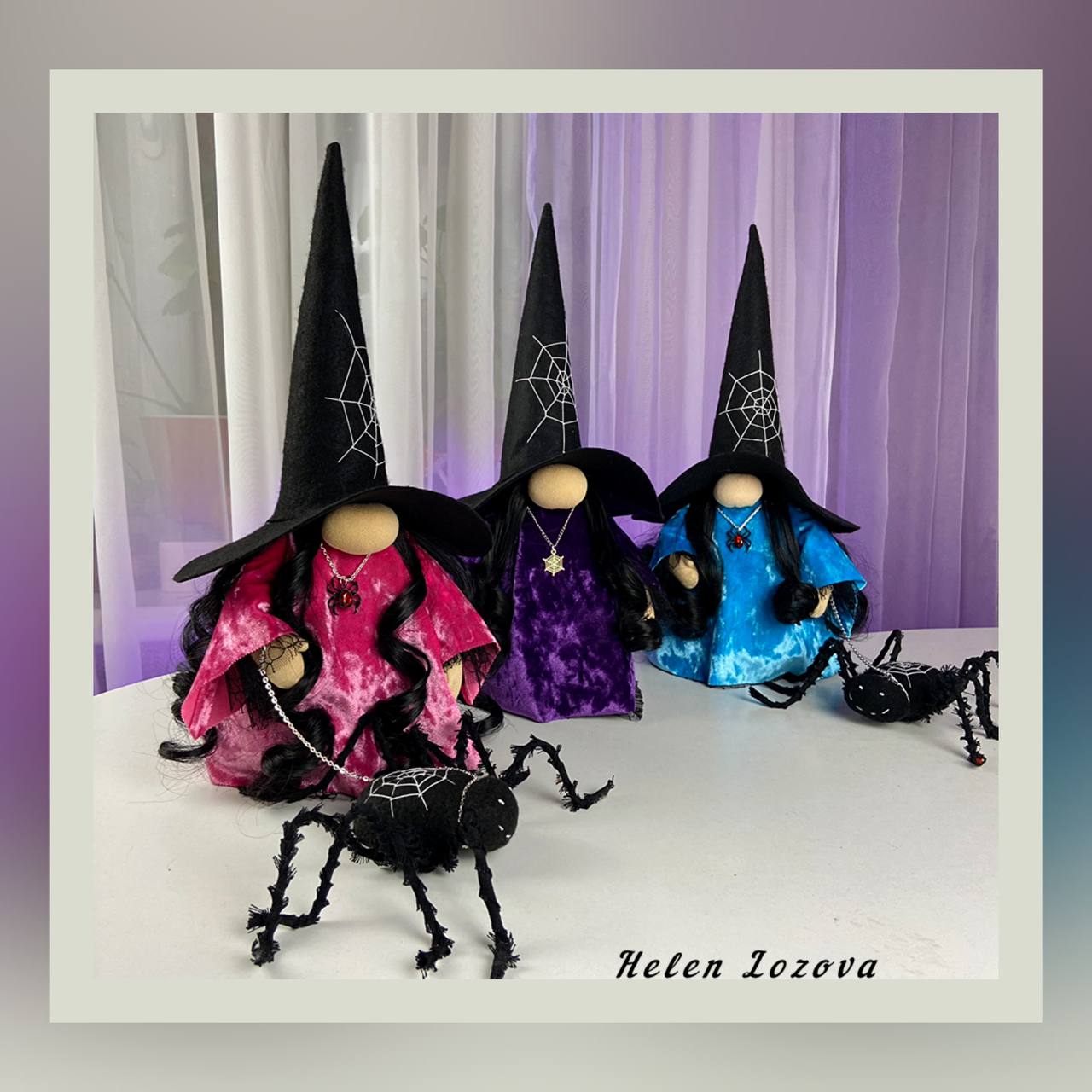 pattern pdf scandinavian gnome witch with spider for Halloween - Image 4