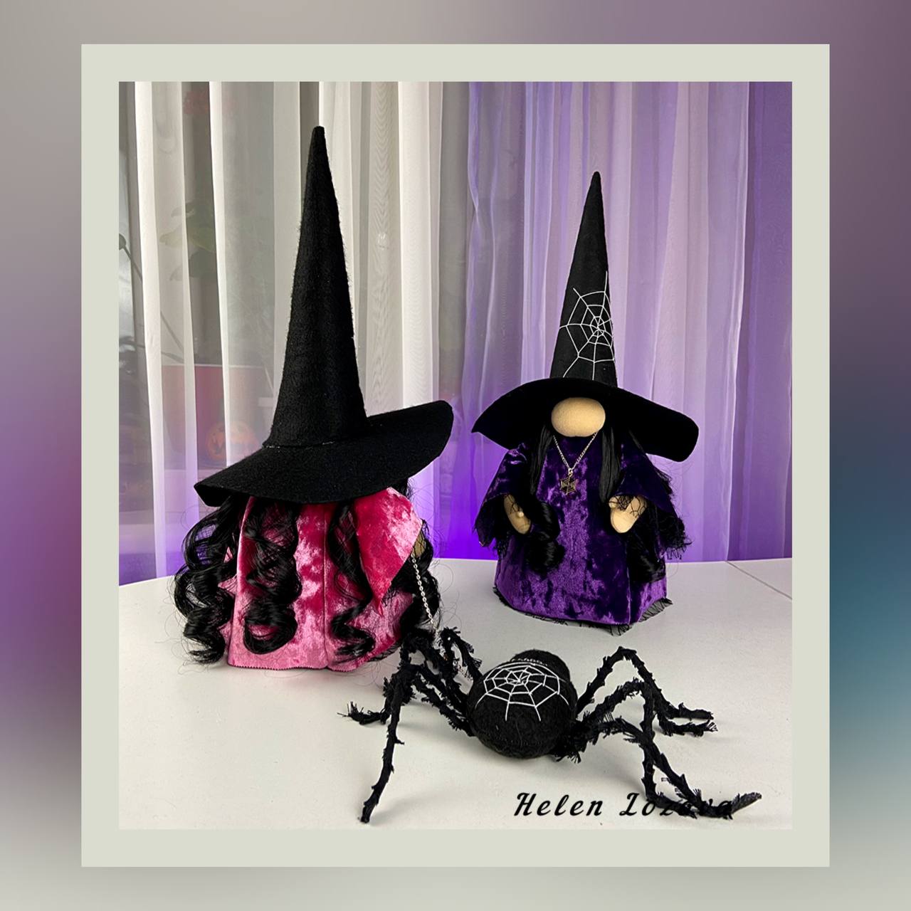 pattern pdf scandinavian gnome witch with spider for Halloween - Image 5
