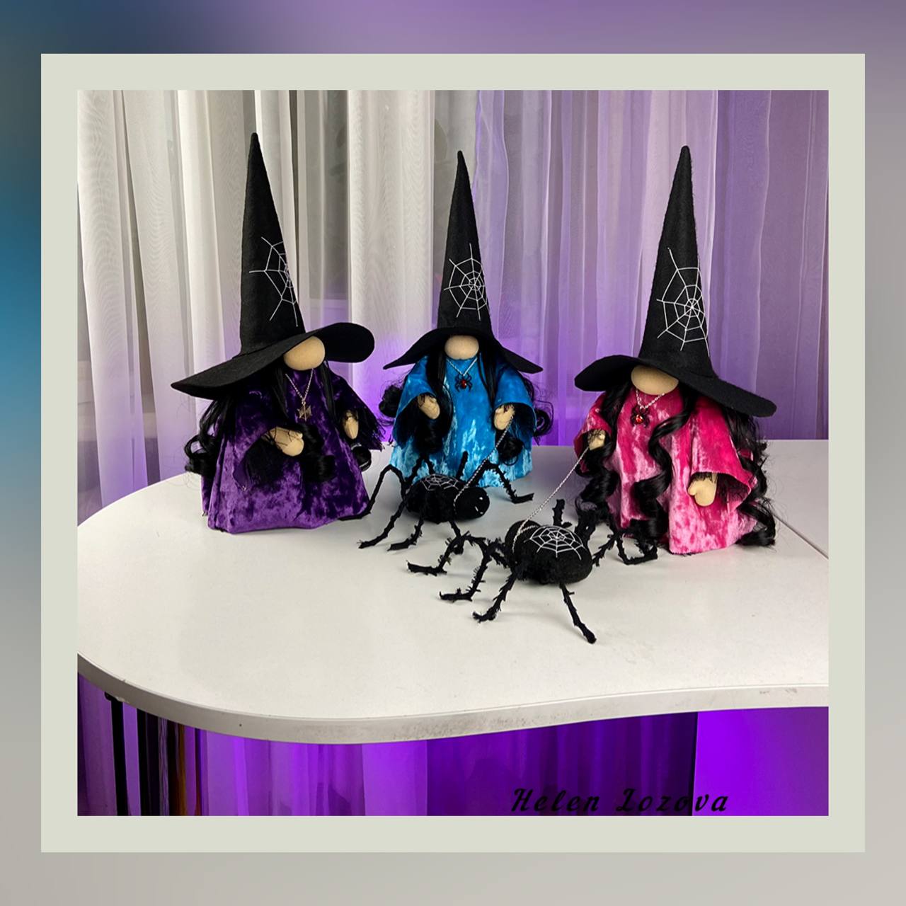 pattern pdf scandinavian gnome witch with spider for Halloween - Image 8