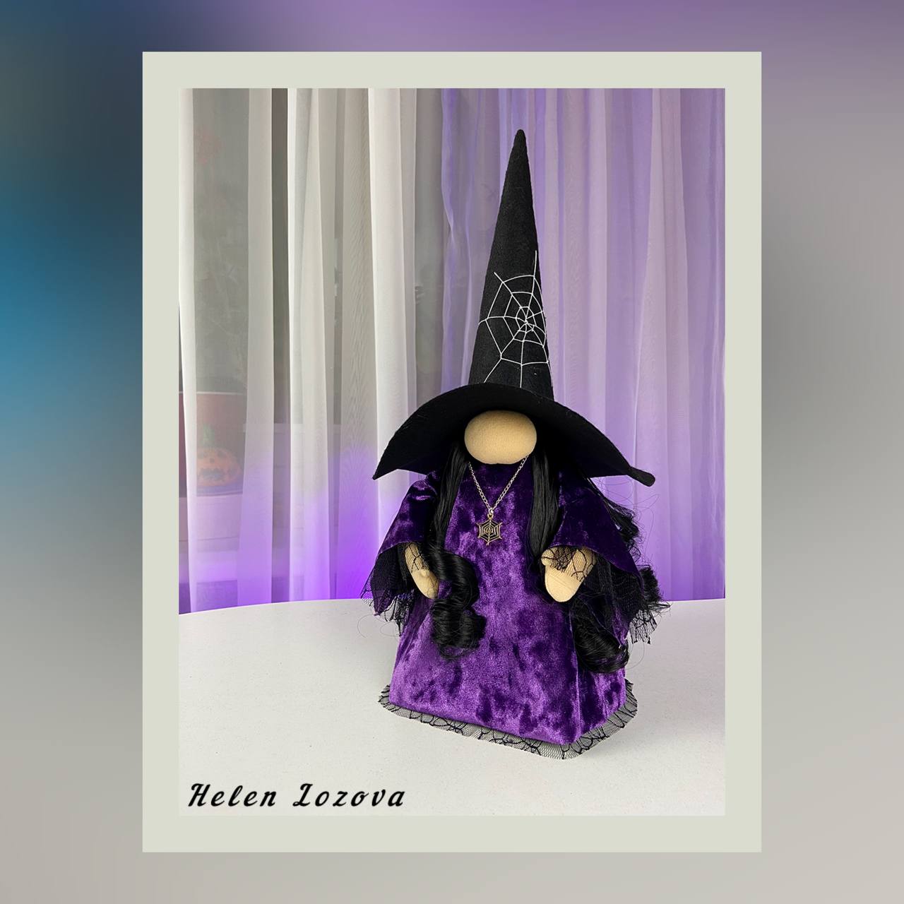 pattern pdf scandinavian gnome witch with spider for Halloween - Image 9