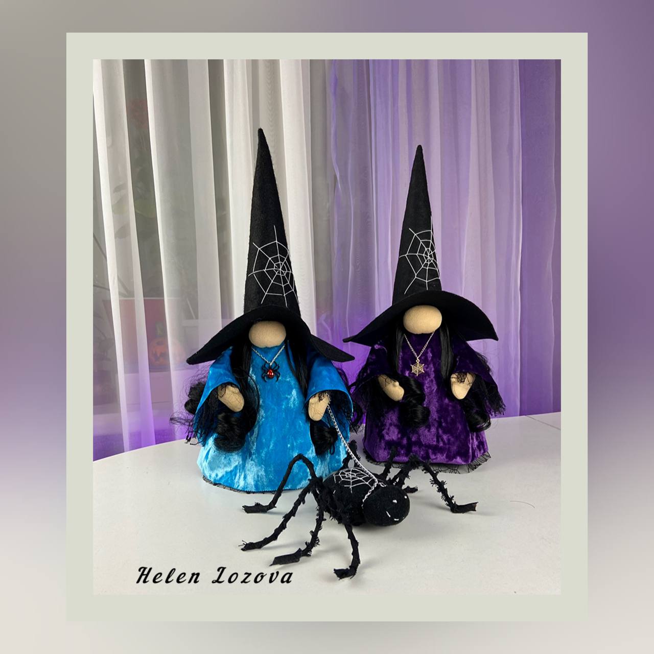 pattern pdf scandinavian gnome witch with spider for Halloween - Image 10