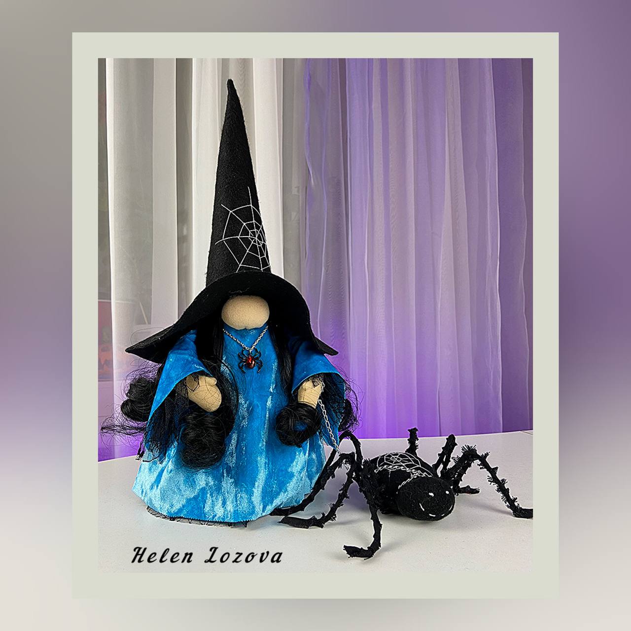 pattern pdf scandinavian gnome witch with spider for Halloween - Image 11