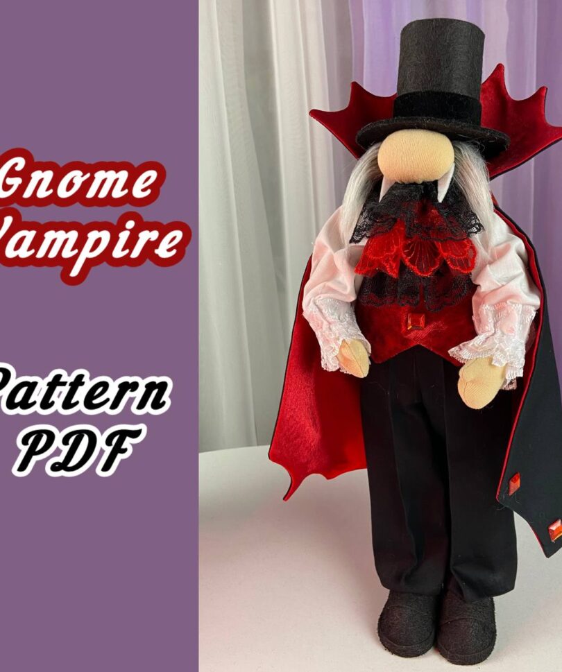 pattern pdf scandinavian gnome vampire for Halloween