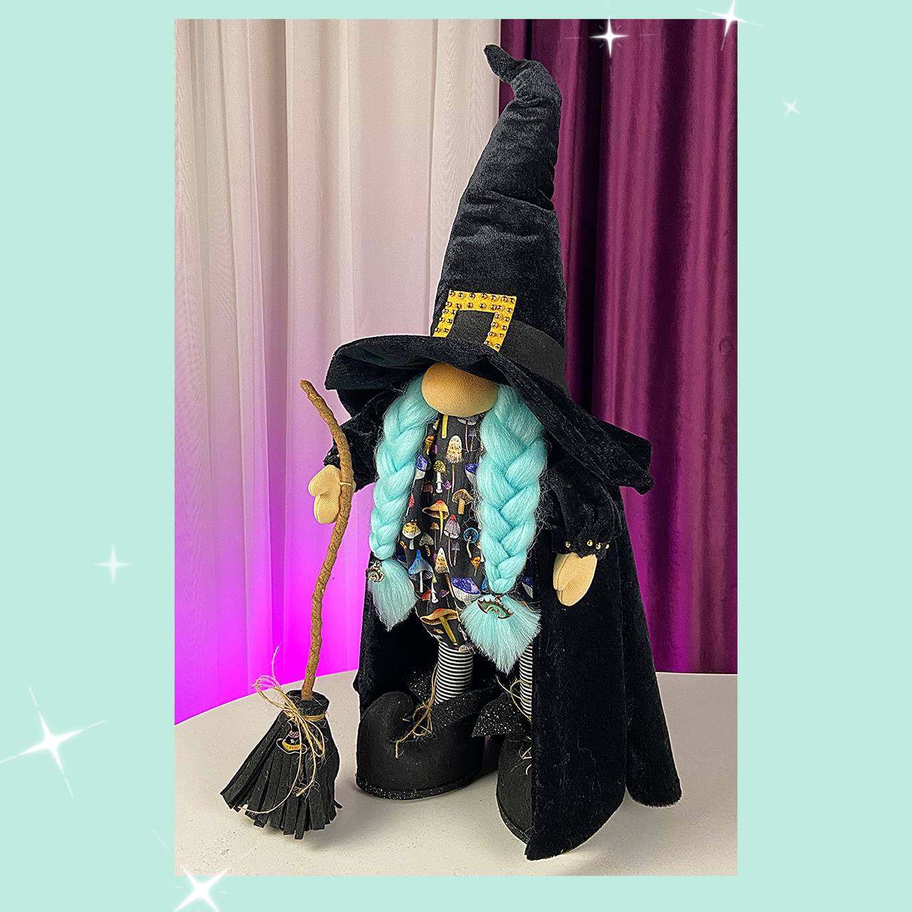 pattern pdf scandinavian gnome witch in black for Halloween - Image 5