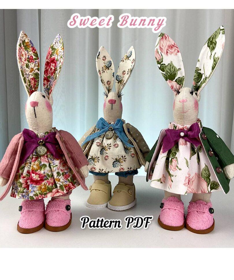 pattern pdf sweet bunny, little bunny, rabbit girl