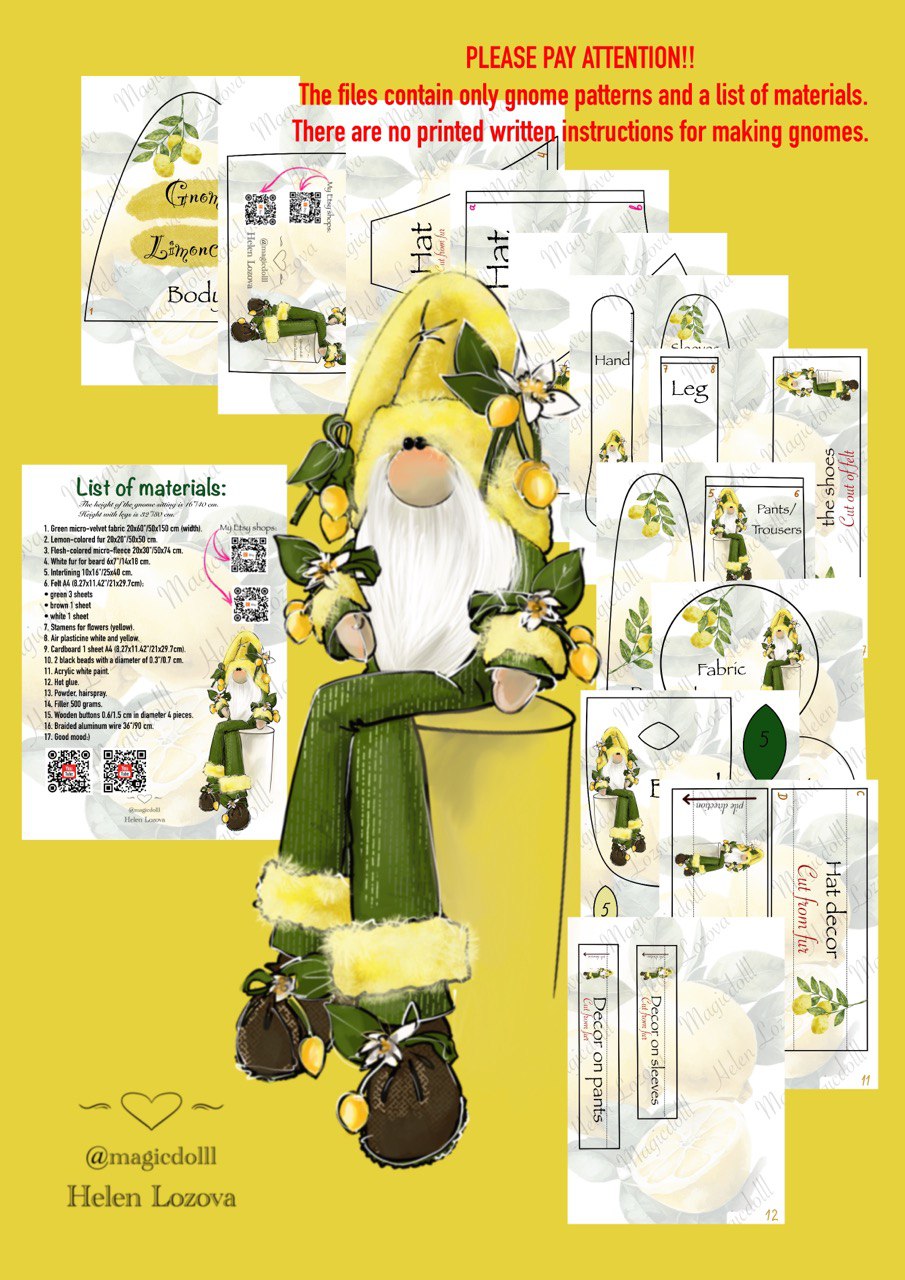 Scandinavian Lemon Gnome Sewing Pattern: Limoncello Decor - Image 11