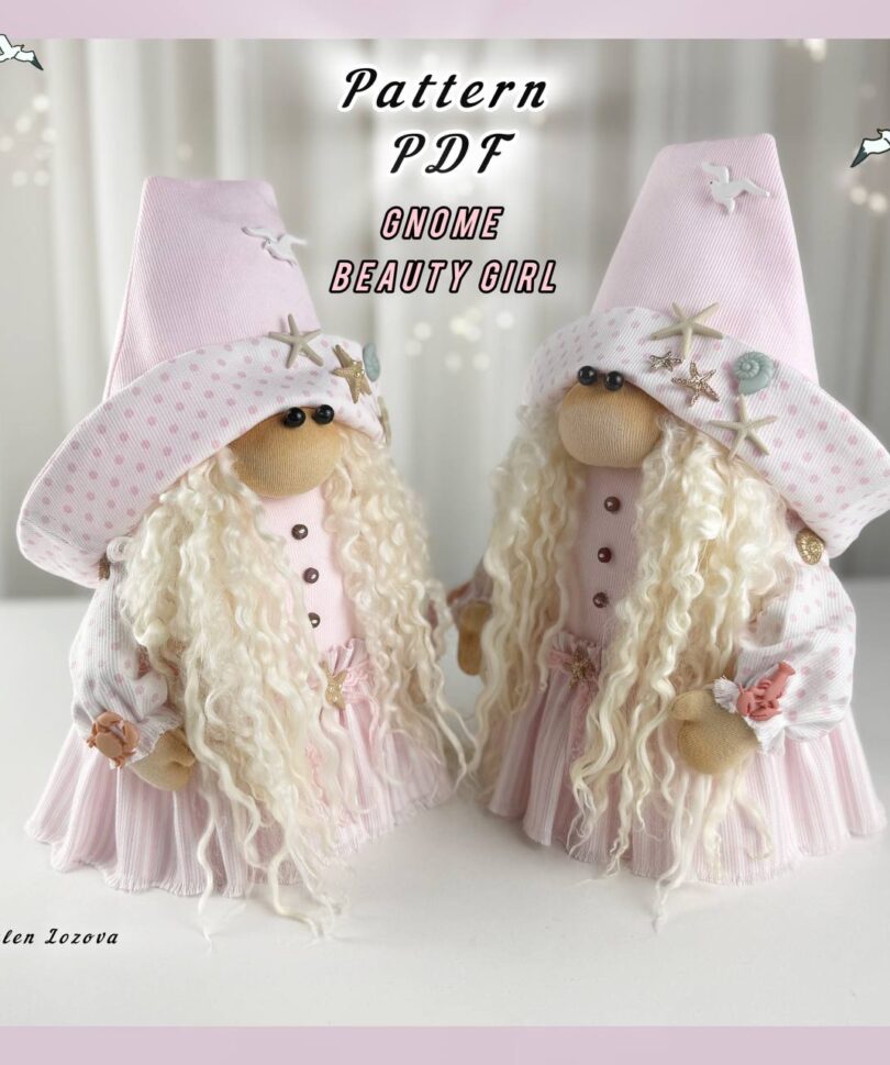pattern pdf gnome beauty girl, scandinavian gnome