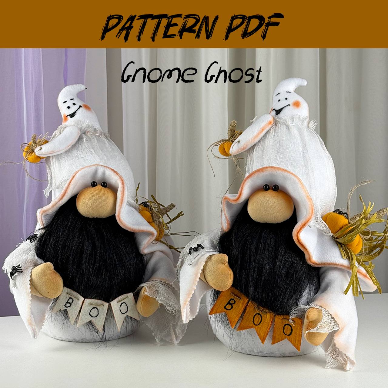 pattern pdf scandinavian gnome ghost for Halloween - Image 2