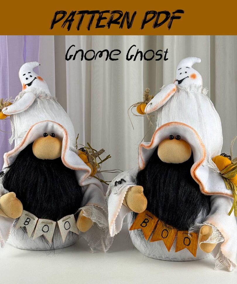 pattern pdf scandinavian gnome ghost for Halloween
