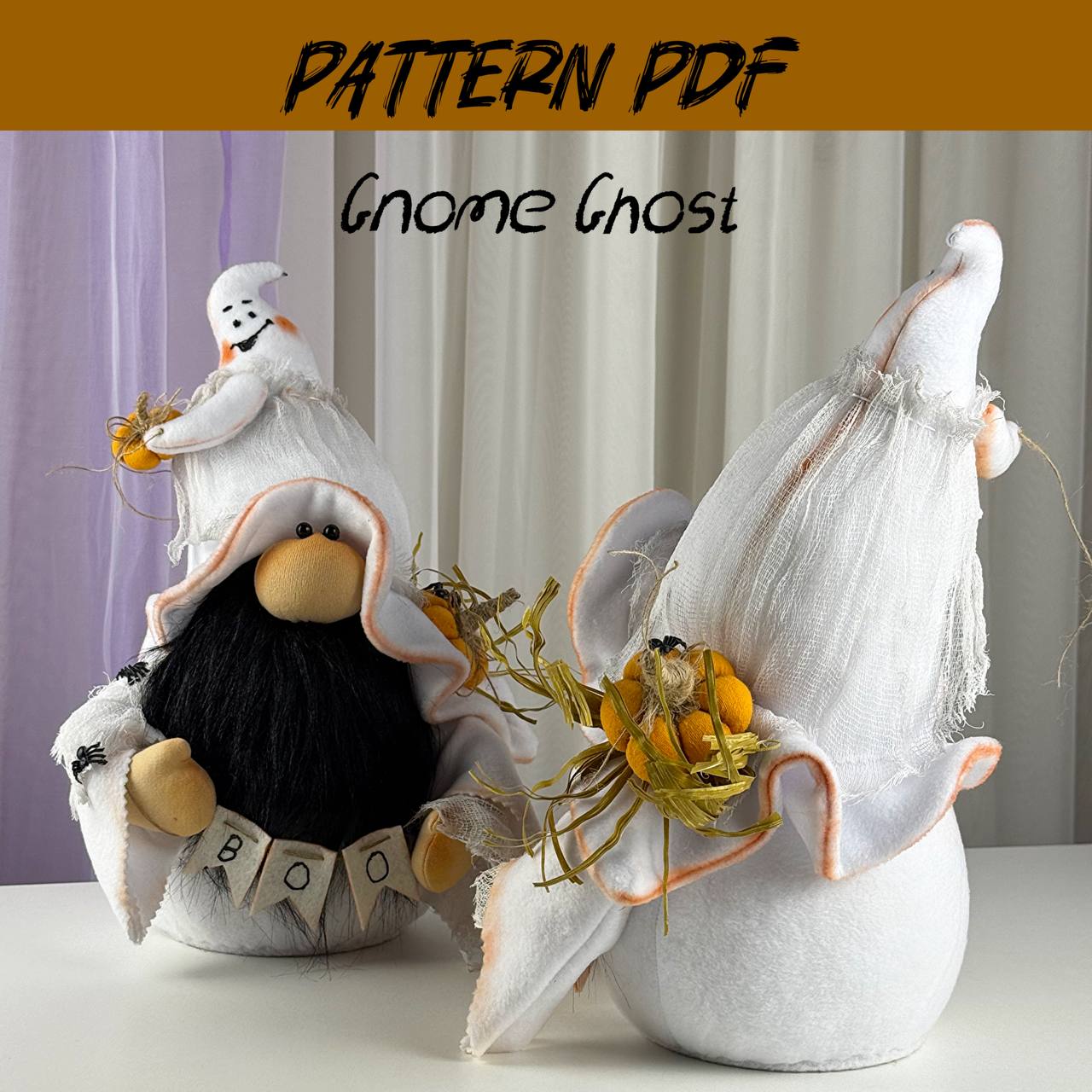 pattern pdf scandinavian gnome ghost for Halloween - Image 3