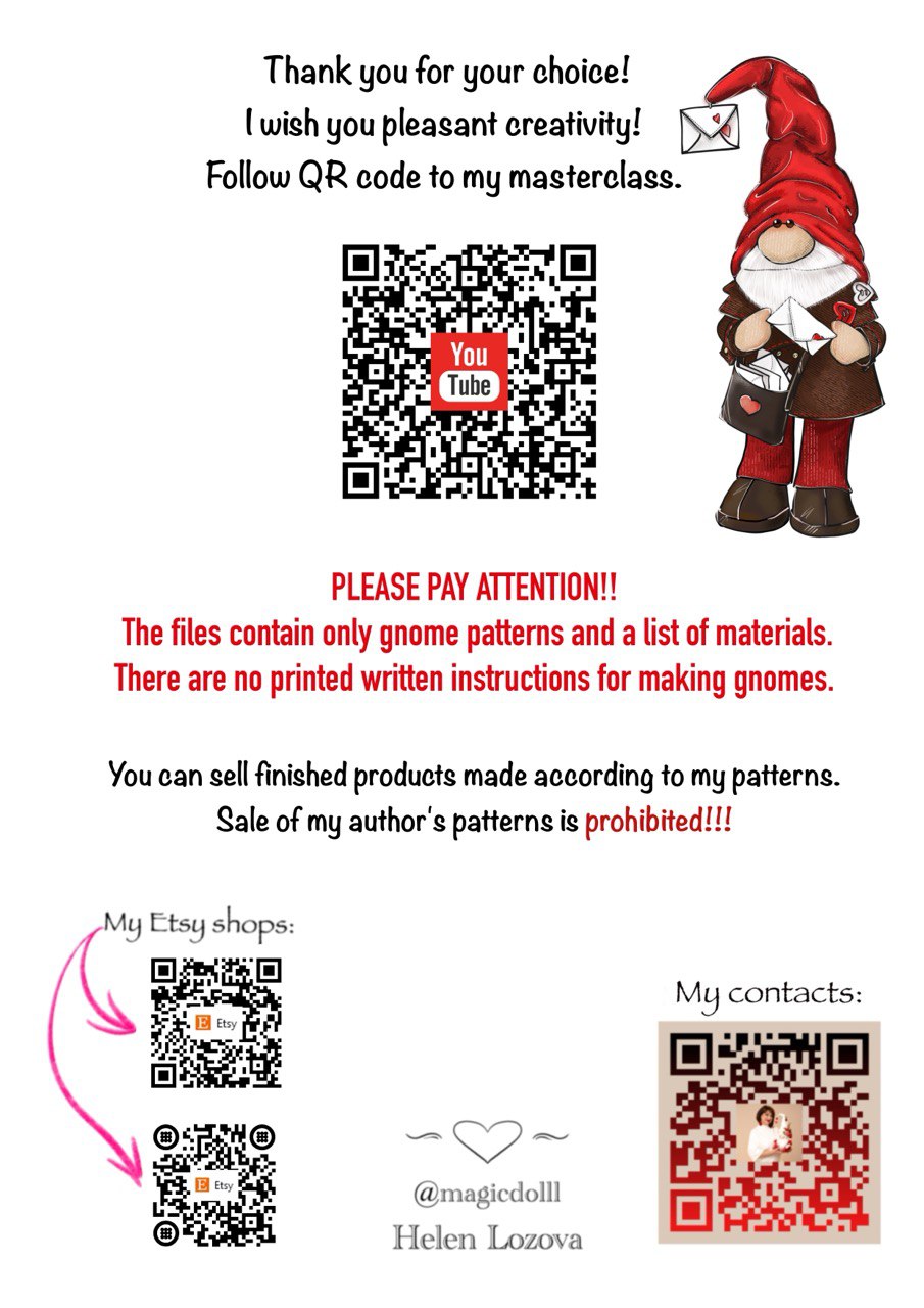 Valentine Gnome Sewing Pattern PDF | Postman Gnome Boy | Gnome Postman of Love - Image 10