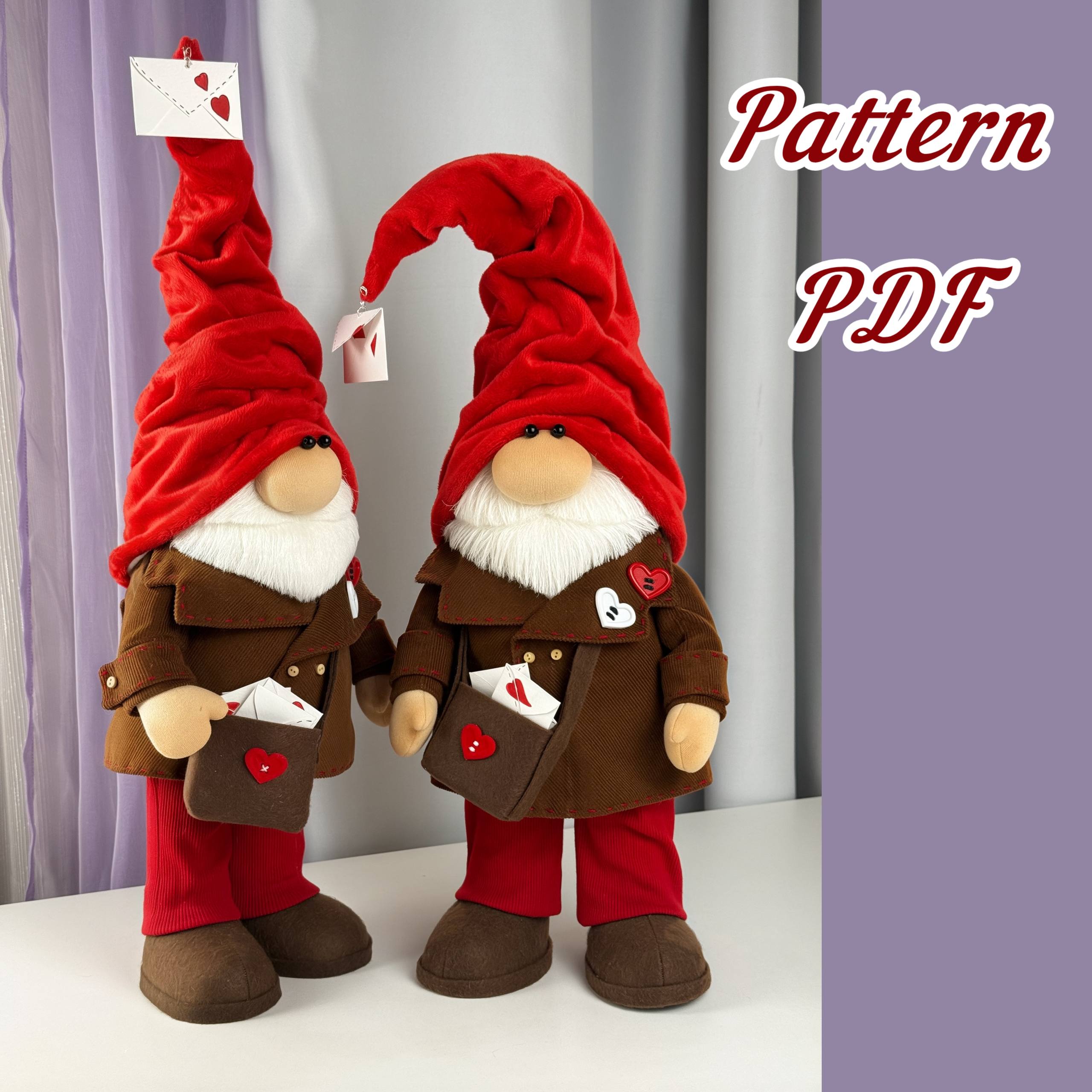 Valentine Gnome Sewing Pattern PDF | Postman Gnome Boy | Gnome Postman of Love - Image 3