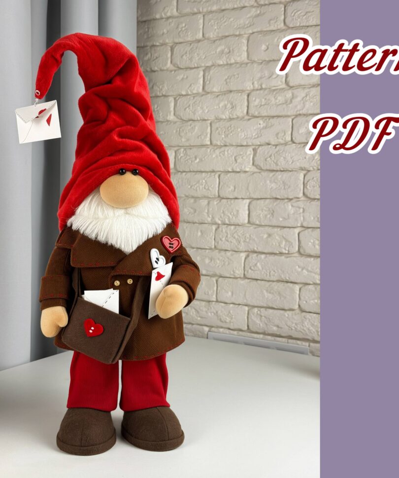 Valentine Gnome Sewing Pattern PDF | Postman Gnome Boy | Gnome Postman of Love