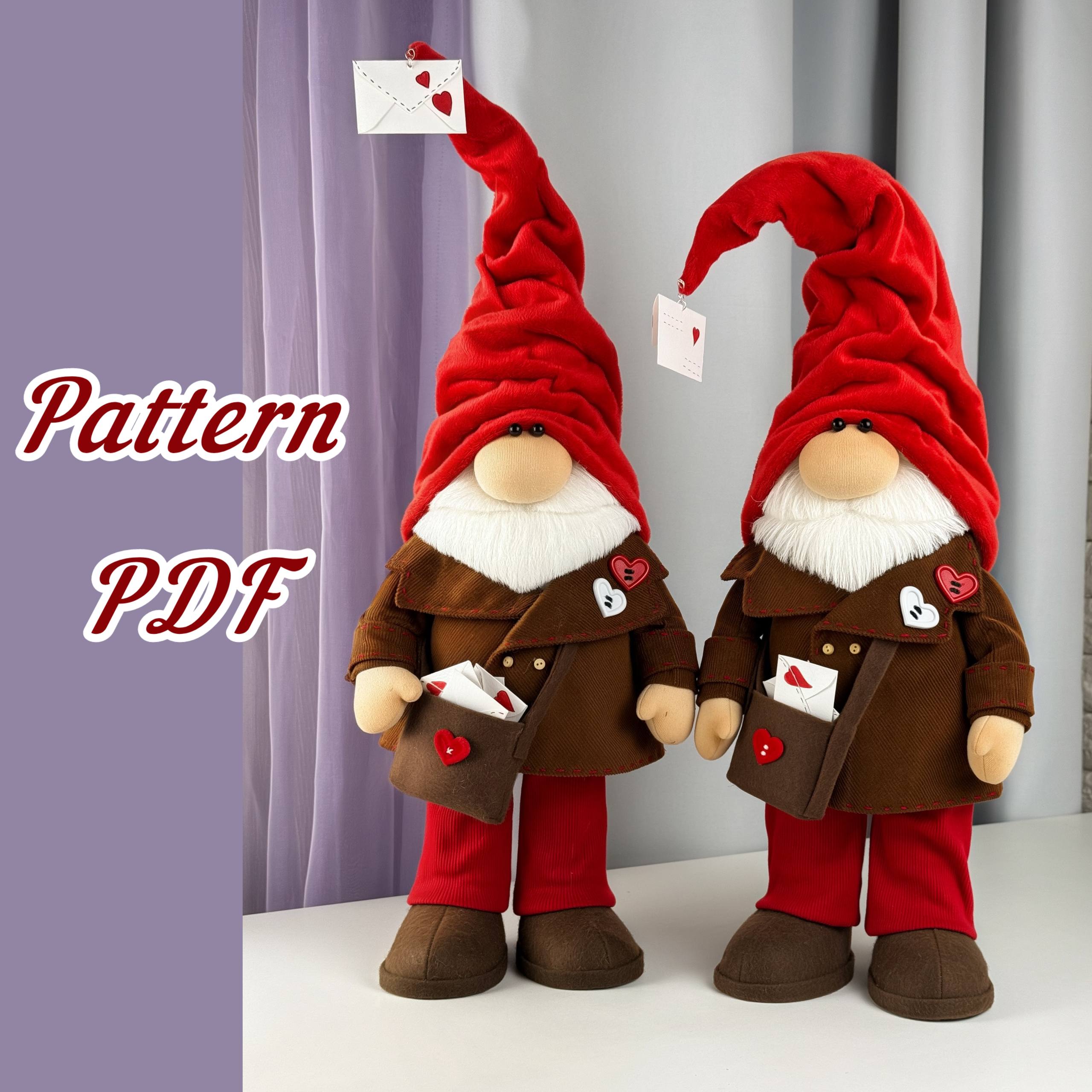 Valentine Gnome Sewing Pattern PDF | Postman Gnome Boy | Gnome Postman of Love - Image 8