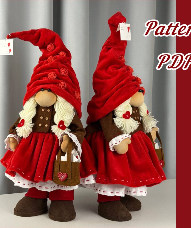 Valentine Gnome Sewing Pattern PDF | Postman Gnome Girl | Gnome Postman of Love
