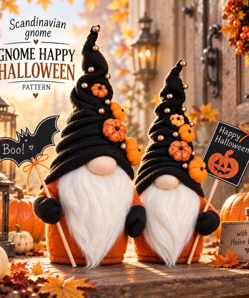 pattern pdf scandinavian gnome happy Halloween