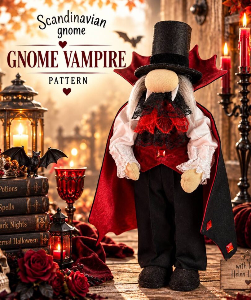 pattern pdf scandinavian gnome vampire for Halloween