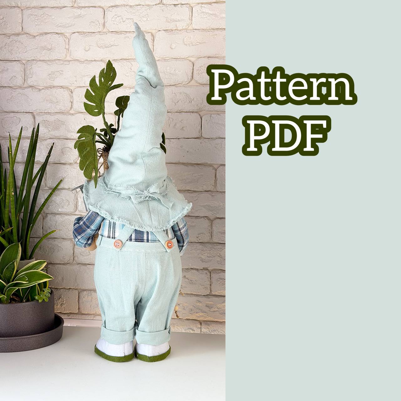 pattern pdf for scandinavian garden gnome with monstera with legs - Image 7