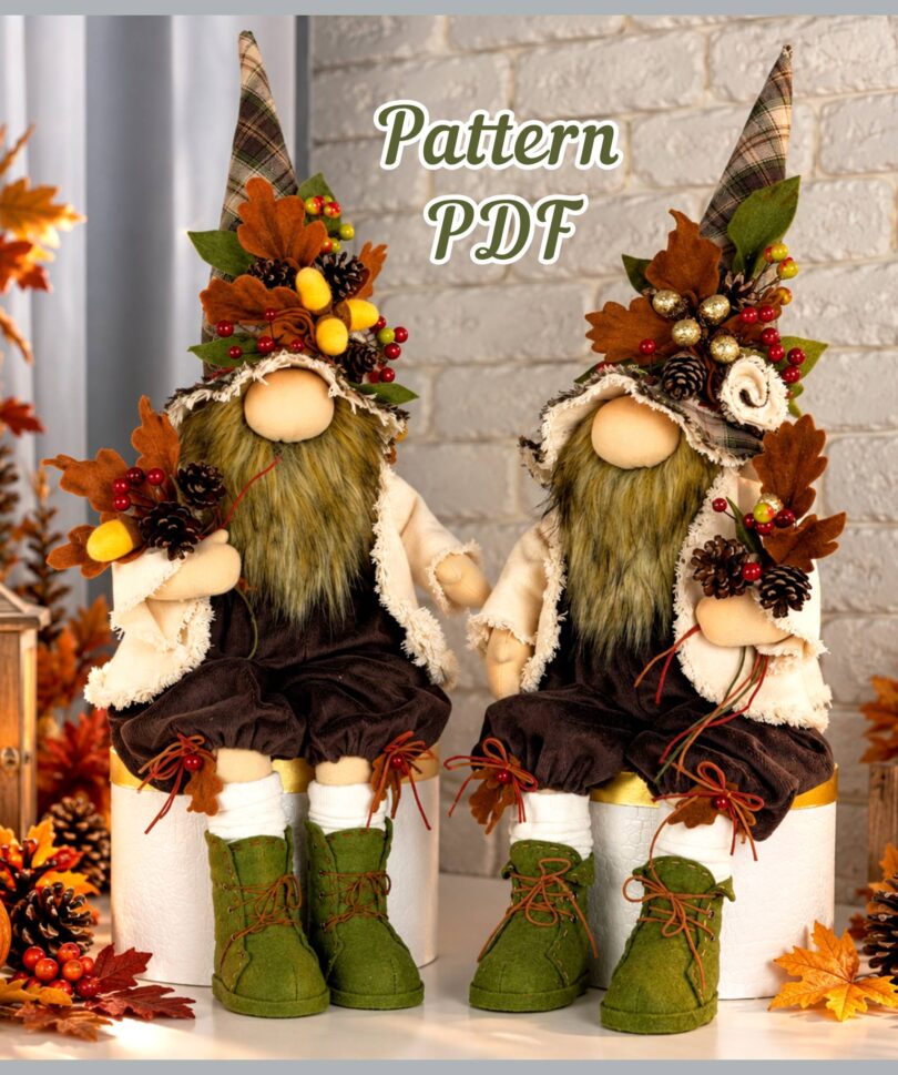 Scandinavian Gnome Sewing Pattern PDF, Woodland Gnome Oakley 18", DIY Forest Gnome Pattern, Fall Gnome Tutorial