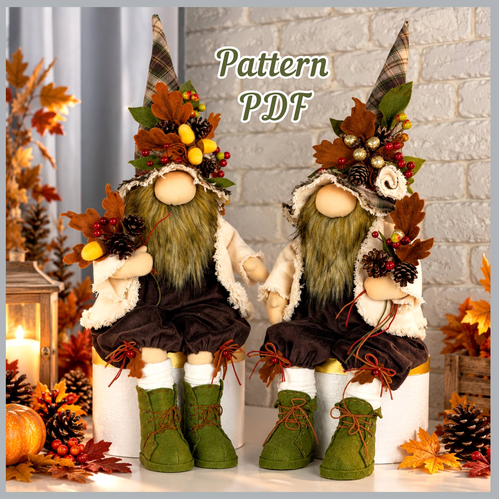 Scandinavian Gnome Sewing Pattern PDF, Woodland Gnome Oakley 18", DIY Forest Gnome Pattern, Fall Gnome Tutorial